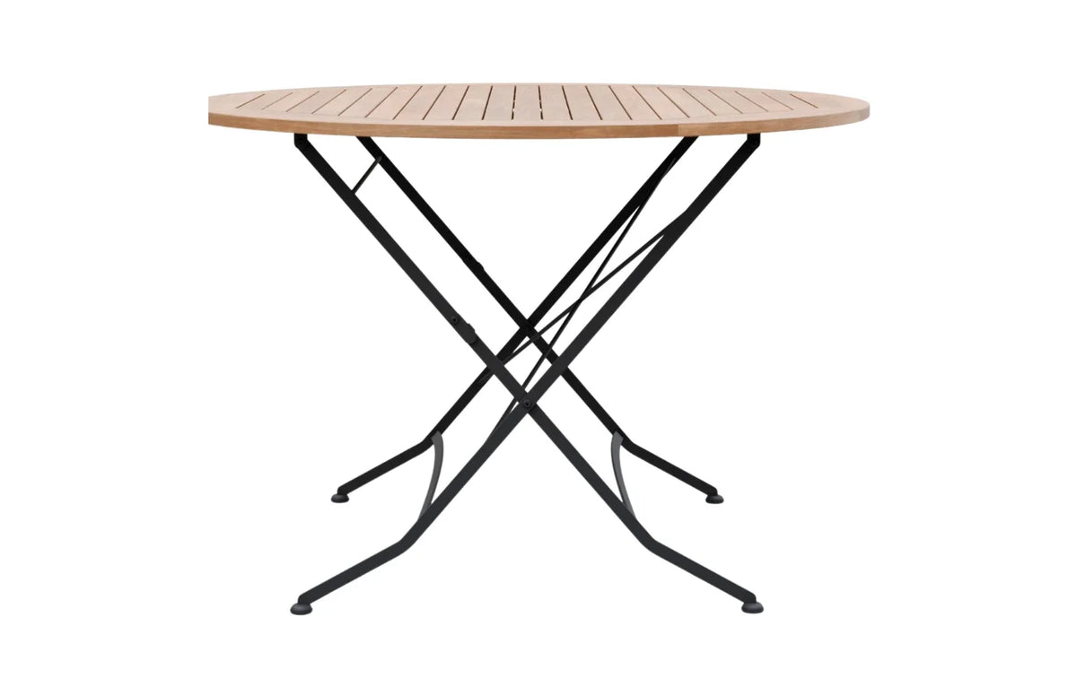 Sicily 4-Seater Teak & Wrought Iron Round Garden Dining Set, 110cm