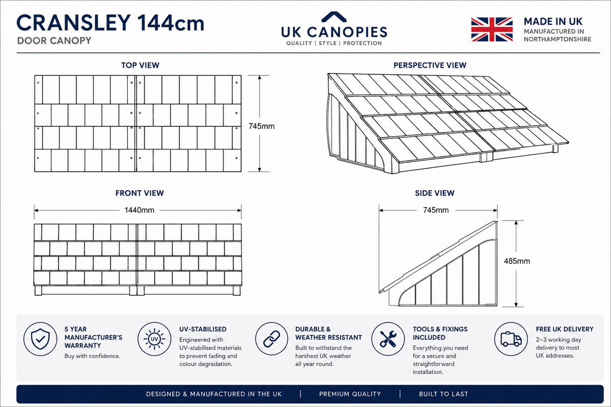 Cransley Lean-To Door Canopy — Flat Pack Porch Canopy
