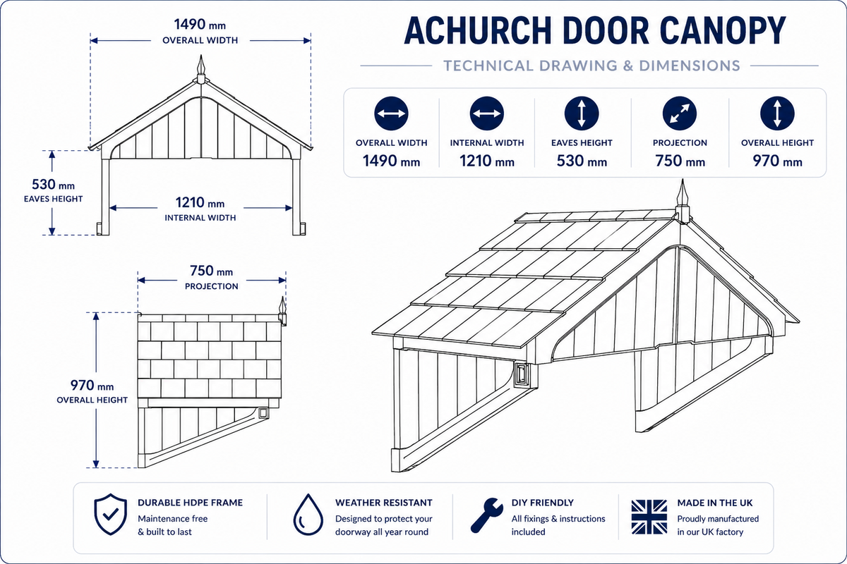 Achurch Door Canopy 149cm — Flat Pack Porch Canopy