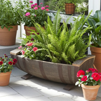 Reclaimed Oak Whiskey Half Barrel Planter — Large
