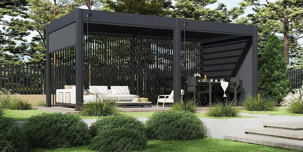 Modena Series Free-Standing Aluminium Louvre Pergola, 6m x 3m