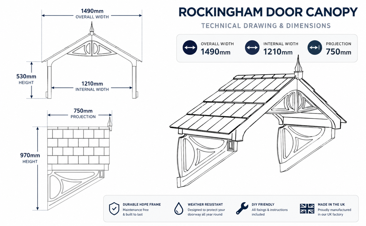 Rockingham Door Canopy 149cm — Flat Pack Porch Canopy