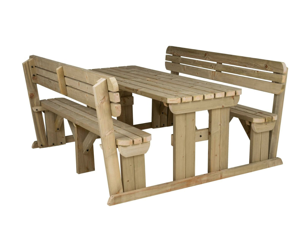 Rounded Alders Picnic Table Benches Set With Backrest