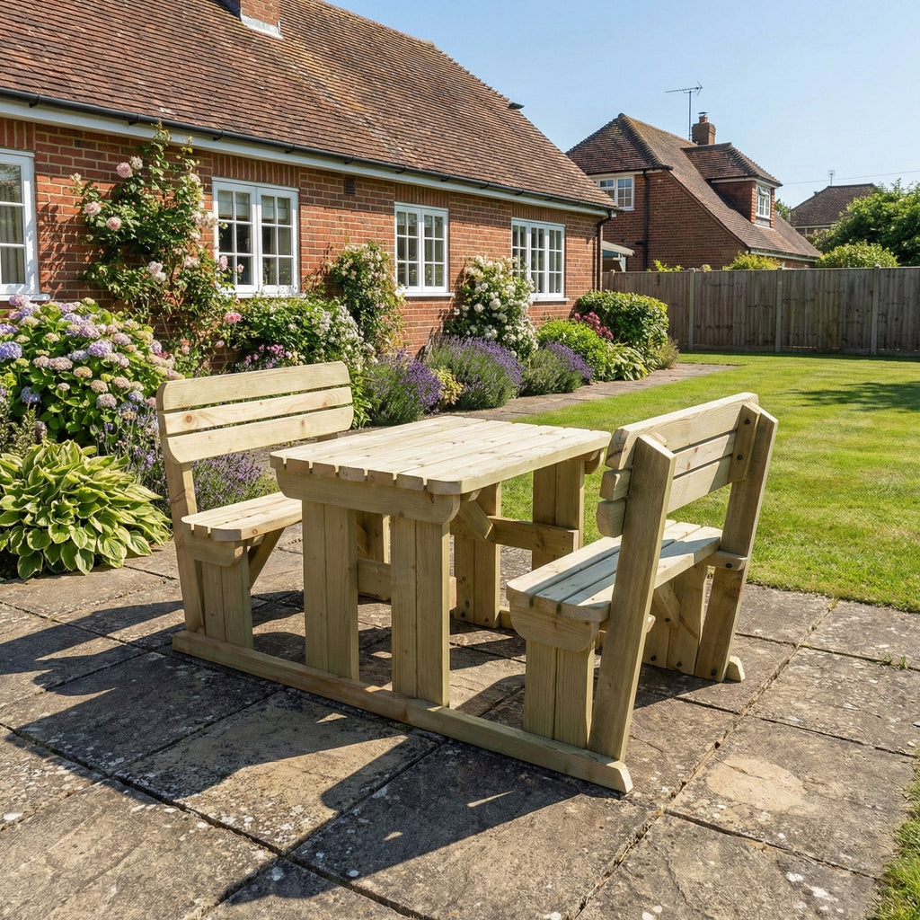 Rounded Alders Picnic Table Benches Set With Backrest