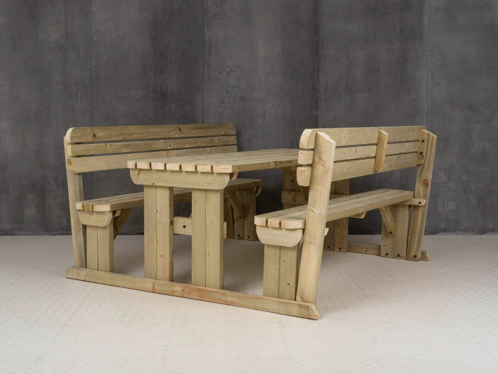 Rounded Alders Picnic Table Benches Set With Backrest