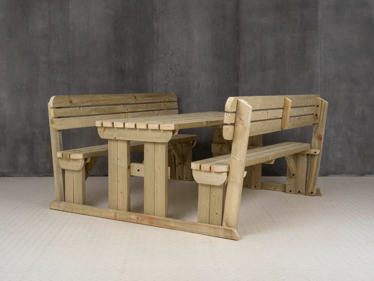 Rounded Alders Picnic Table Benches Set With Backrest