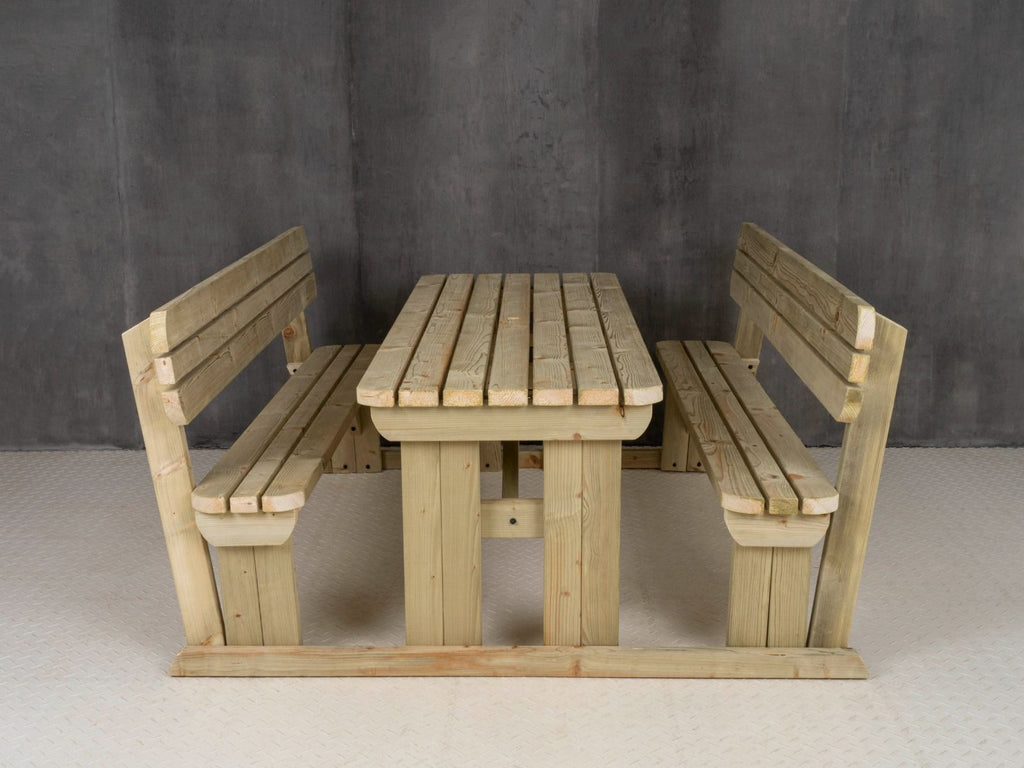 Rounded Alders Picnic Table Benches Set With Backrest