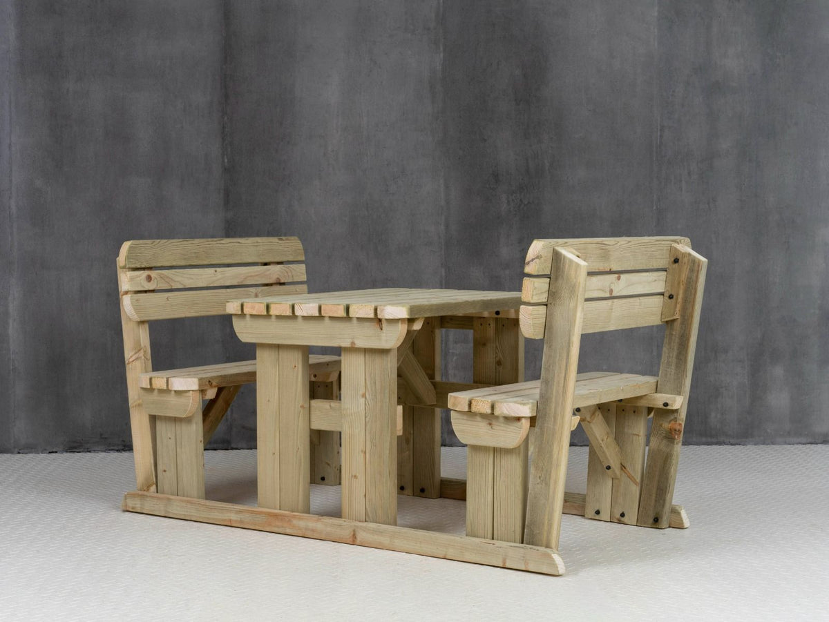 Rounded Alders Picnic Table Benches Set With Backrest