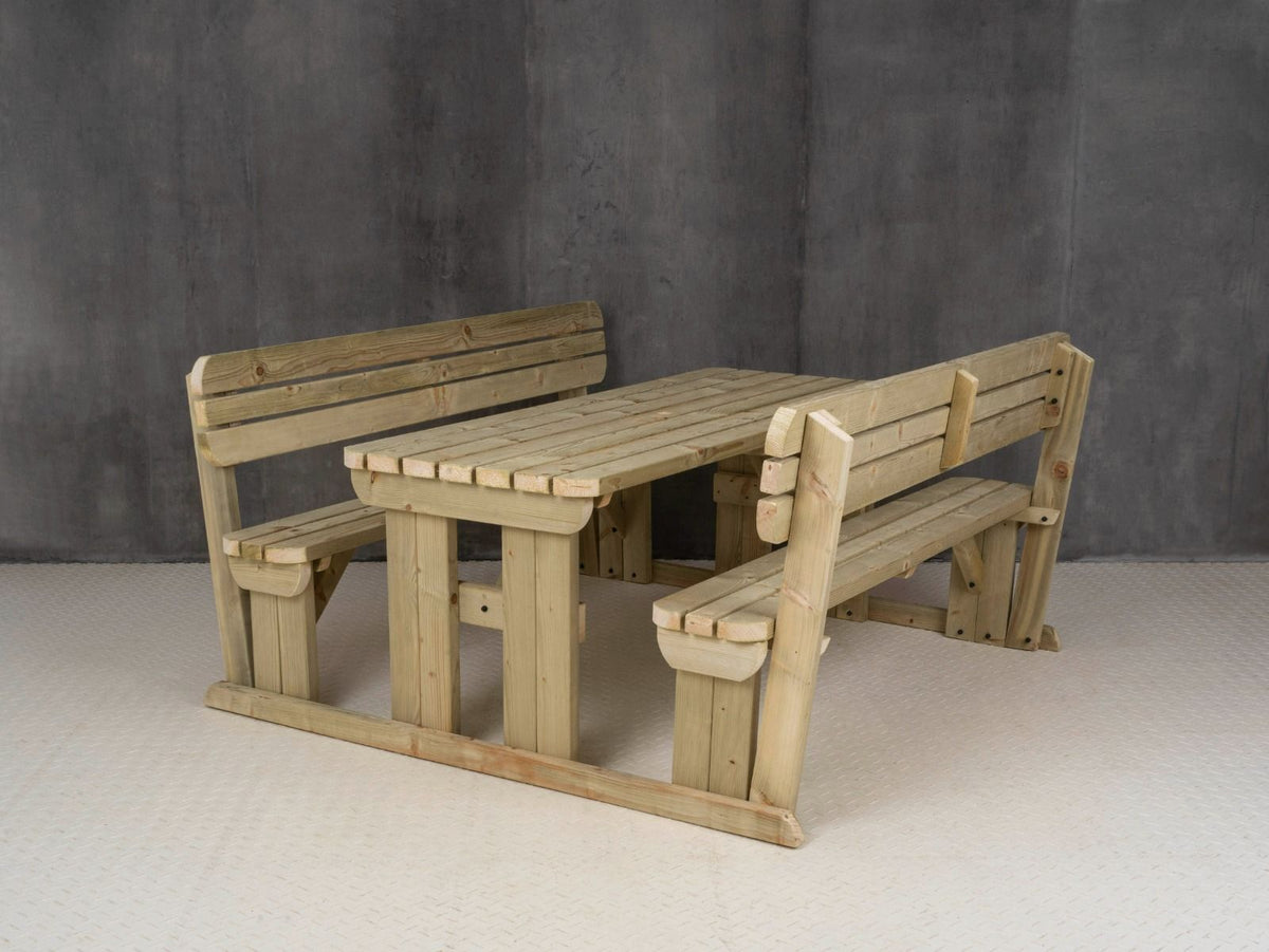 Rounded Alders Picnic Table Benches Set With Backrest