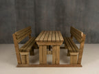 Alders Rounded Picnic Table and Benches Set With Backrest - Rustic Finish