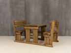 Alders Rounded Picnic Table and Benches Set With Backrest - Rustic Finish