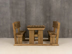 Alders Rounded Picnic Table and Benches Set With Backrest - Rustic Finish