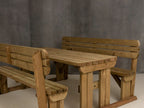 Alders Rounded Picnic Table and Benches Set With Backrest - Rustic Finish