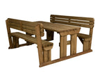 Alders Rounded Picnic Table and Benches Set With Backrest - Rustic Finish