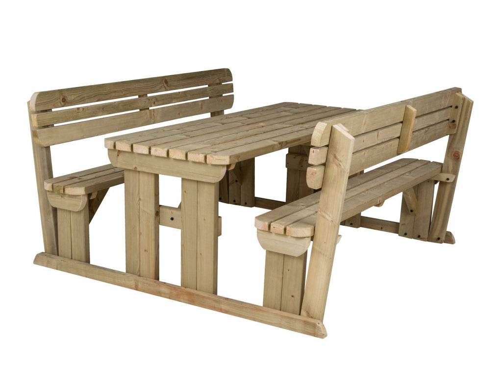 Rounded Alders Picnic Table Benches Set With Backrest