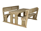 Rounded Alders Picnic Table Benches Set With Backrest