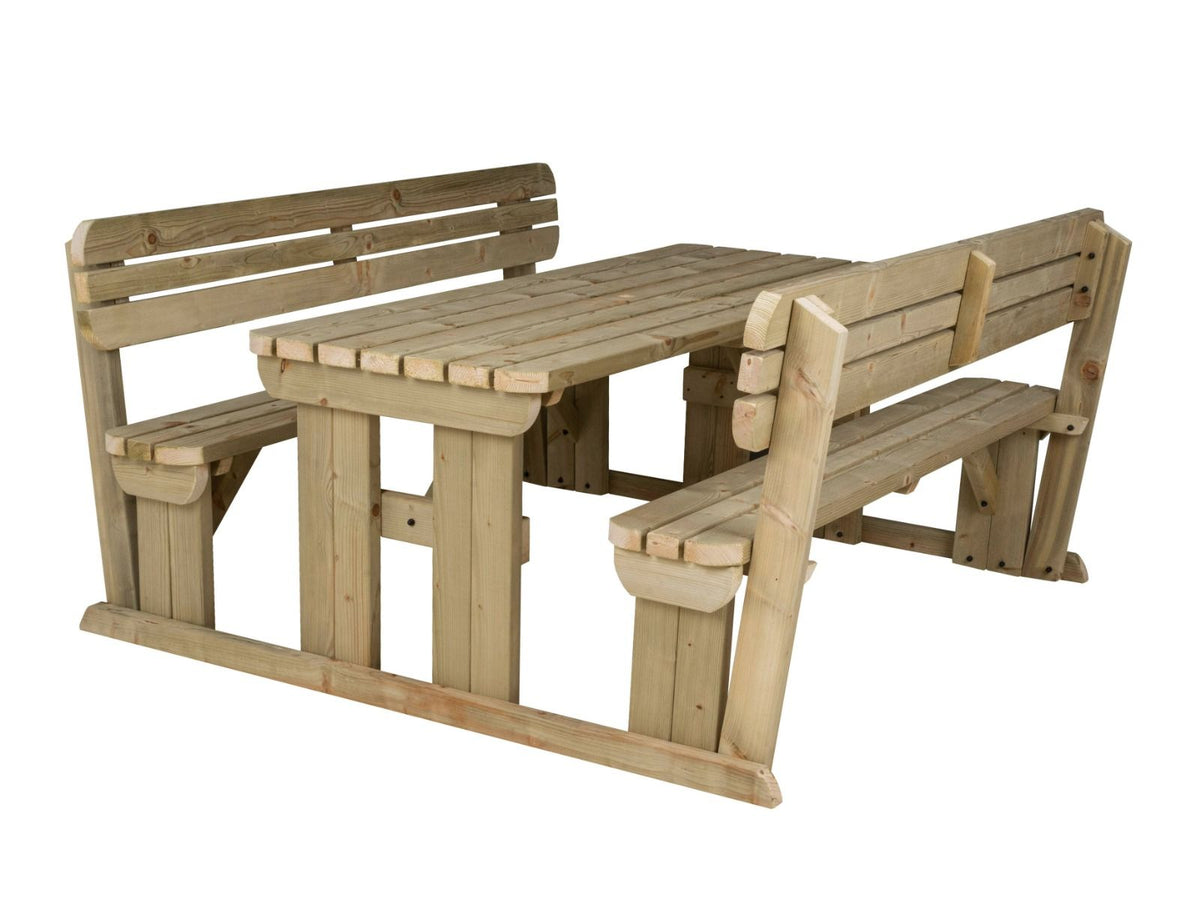 Rounded Alders Picnic Table Benches Set With Backrest