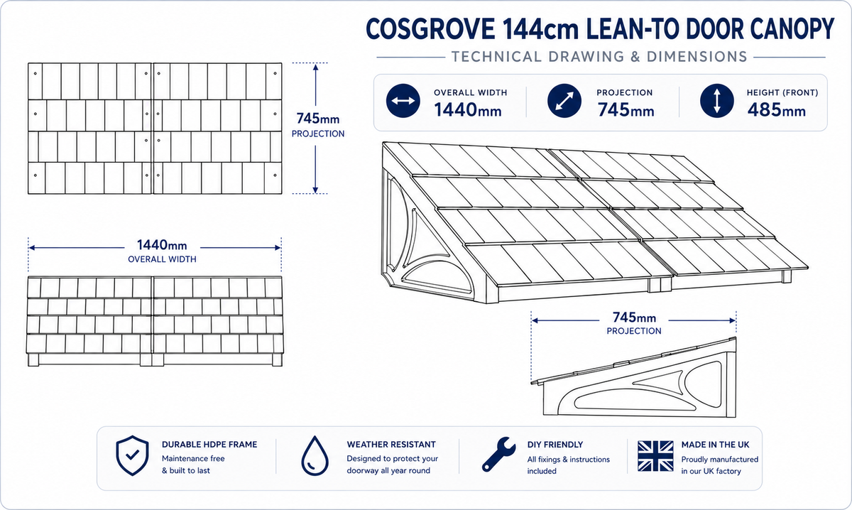 Cosgrove Lean-To Door Canopy — Flat Pack Porch Canopy