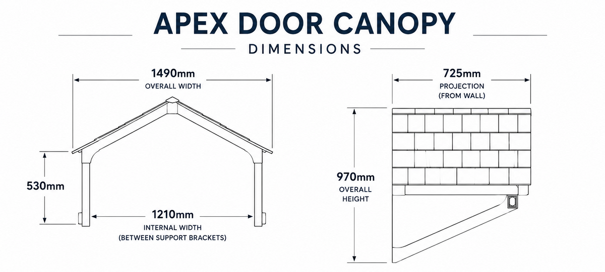 Apex Door Canopy 149cm — Flat Pack Porch Canopy