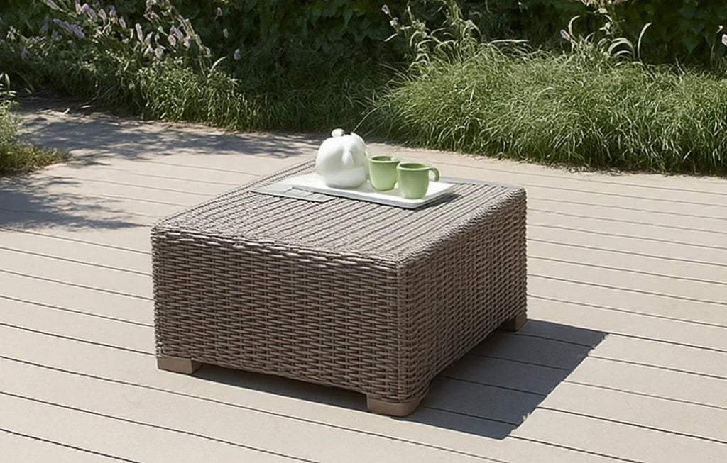 Keter California 68cm Square Taupe Rattan Garden Coffee Table