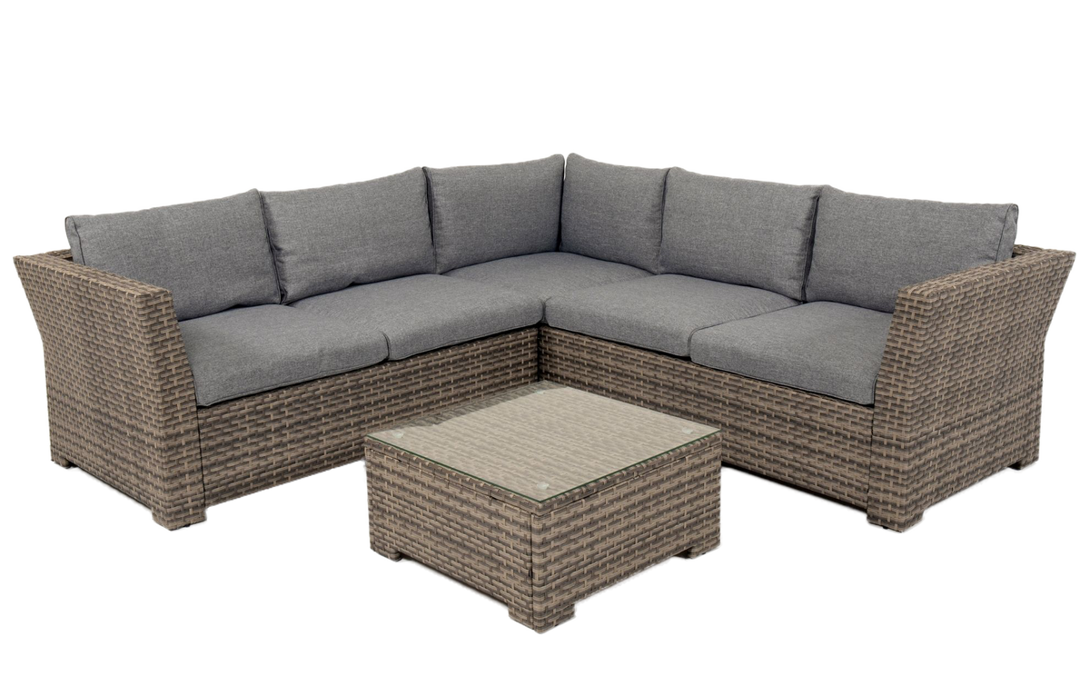 Chesterton 5-Seater Grey Rattan Corner Sofa Set & Cushion Box Bundle