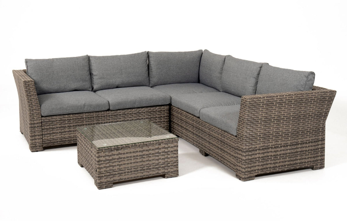 Chesterton 5-Seater Grey Rattan Corner Sofa Set & Cushion Box Bundle