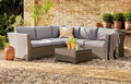 Chesterton 5-Seater Grey Polyrattan Corner Garden Sofa Set