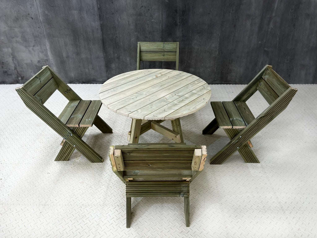 DeckFusion Rounded Picnic Table & Four Chairs Set