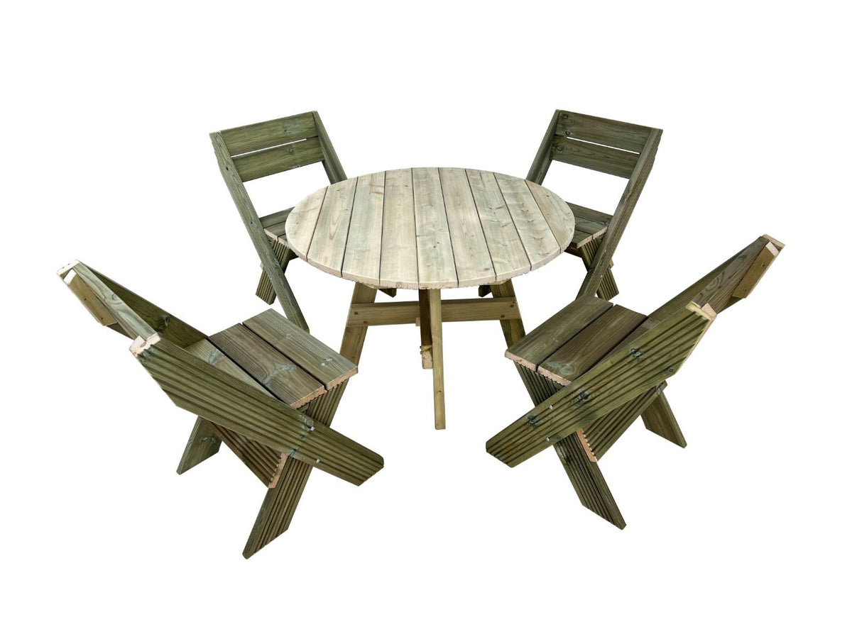 DeckFusion Rounded Picnic Table & Four Chairs Set
