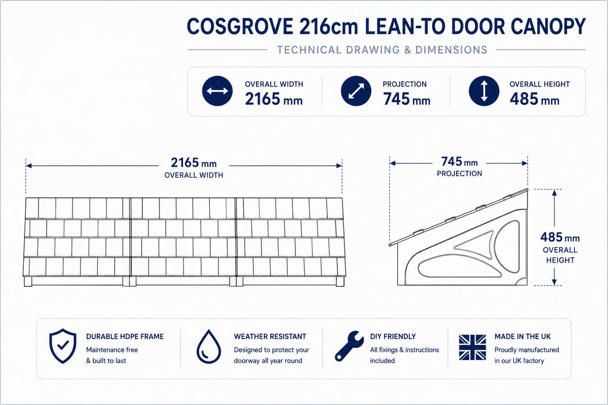 Cosgrove Lean-To Door Canopy — Flat Pack Porch Canopy