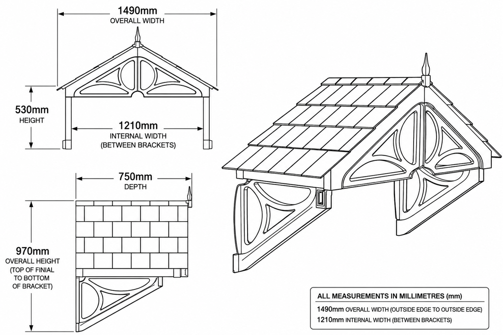 Althorp Door Canopy 149cm — Flat Pack Porch Canopy