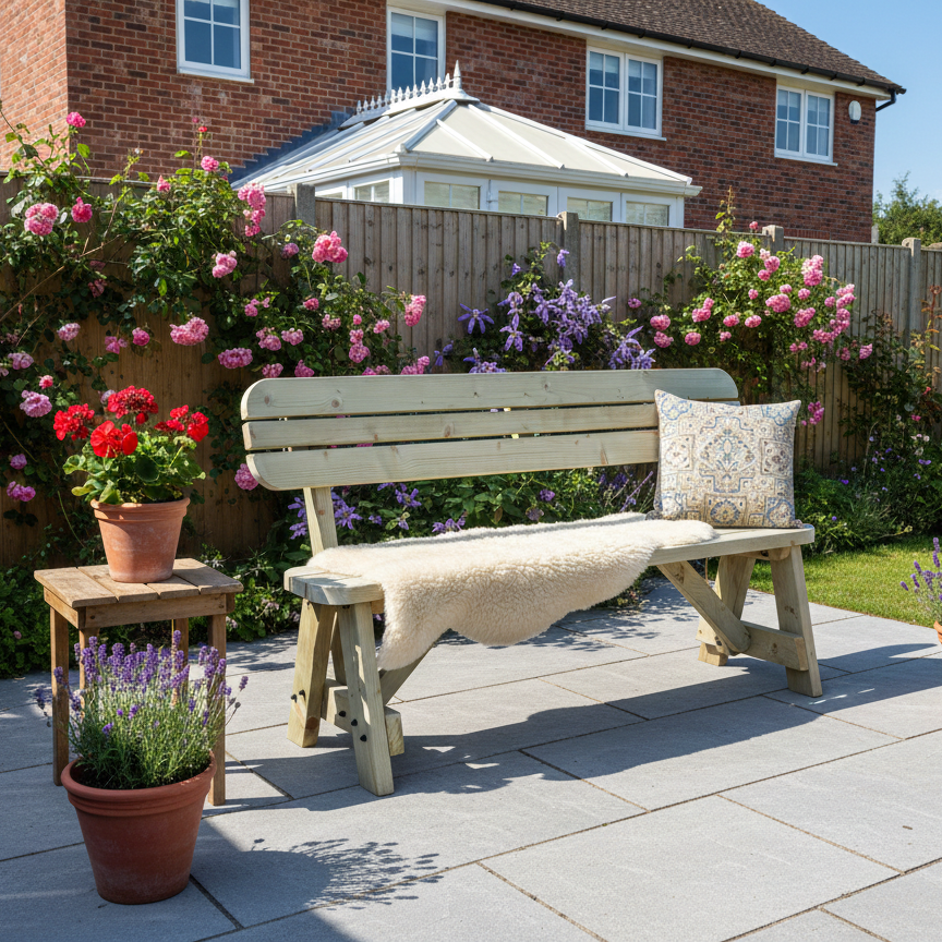Victoria Rounded Garden Fence Bench with Backrest