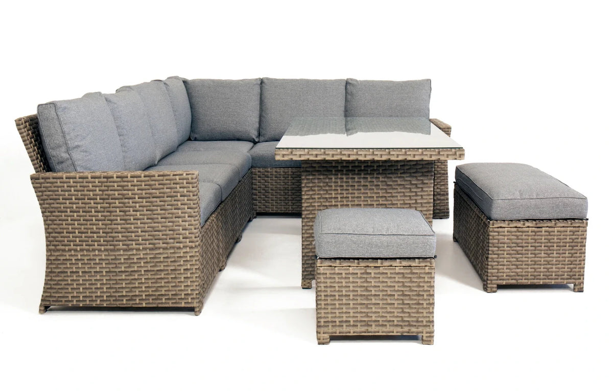 Palma 9-Seater Grey Rattan Corner Lounge Set with Cushion Box