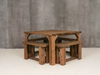 QUADRUM Picnic Table with 4 Benches — Rustic Finish