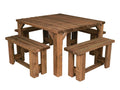 QUADRUM Picnic Table with 4 Benches — Rustic Finish