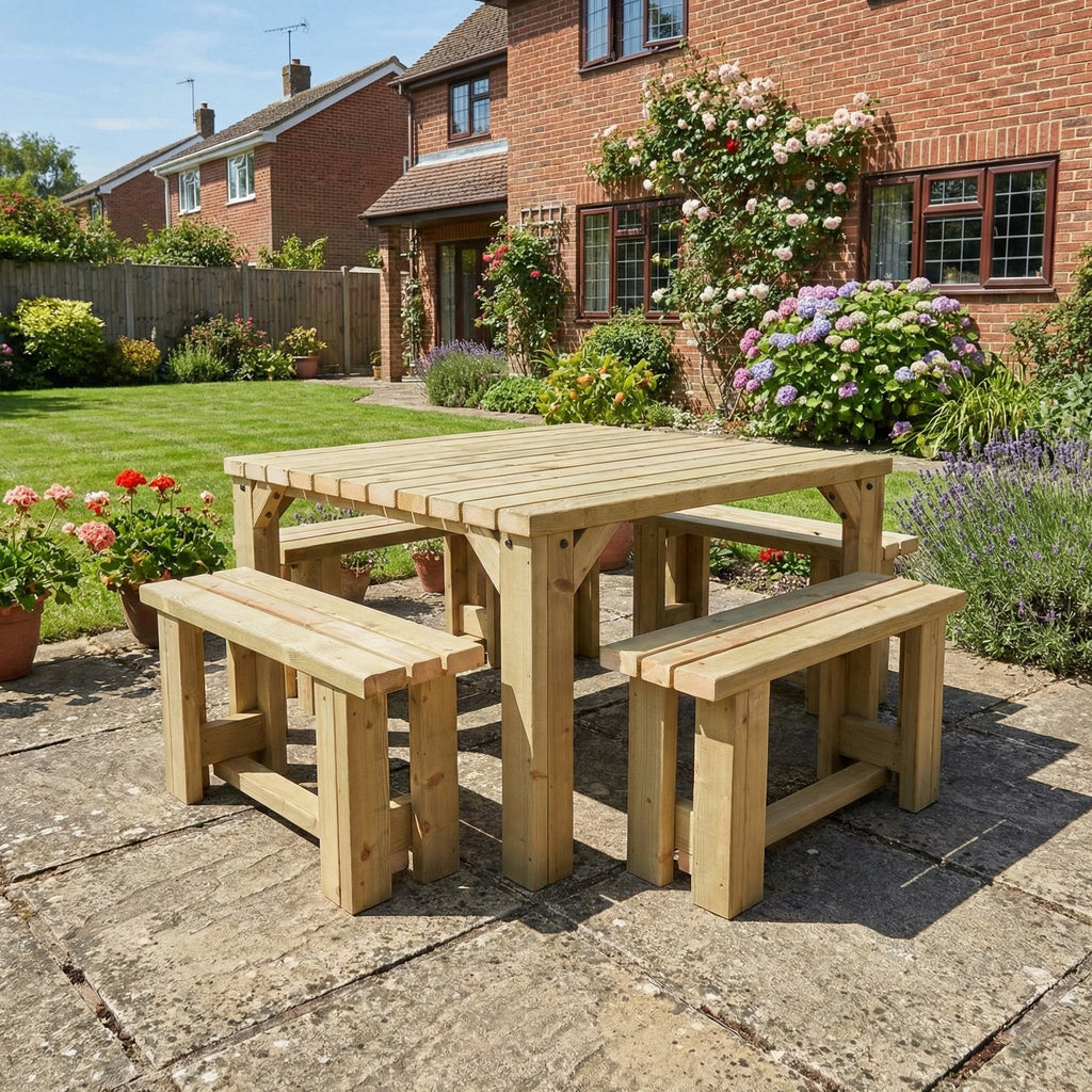 QUADRUM Picnic Table with 4 Benches