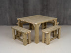 QUADRUM Rounded Picnic Table with 4 Benches