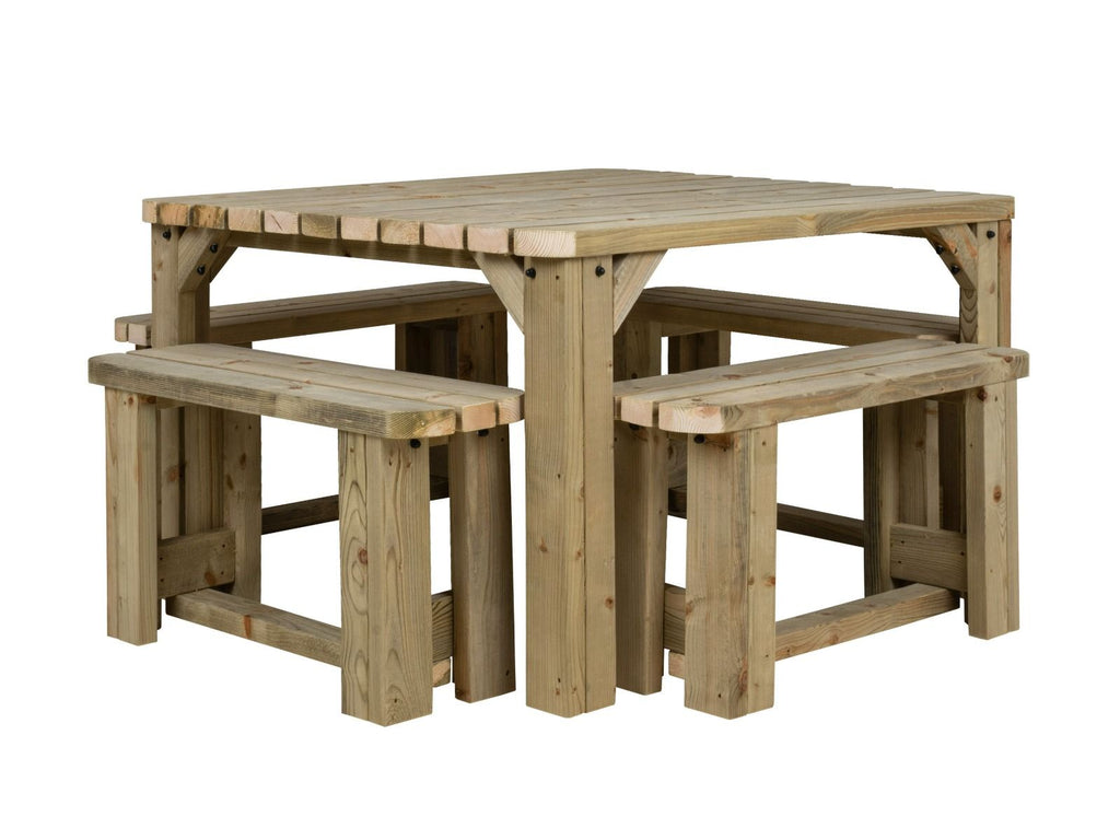 QUADRUM Rounded Picnic Table with 4 Benches