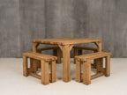 QUADRUM Rounded Picnic Table with 4 Benches — Rustic Finish