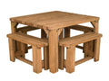QUADRUM Rounded Picnic Table with 4 Benches — Rustic Finish