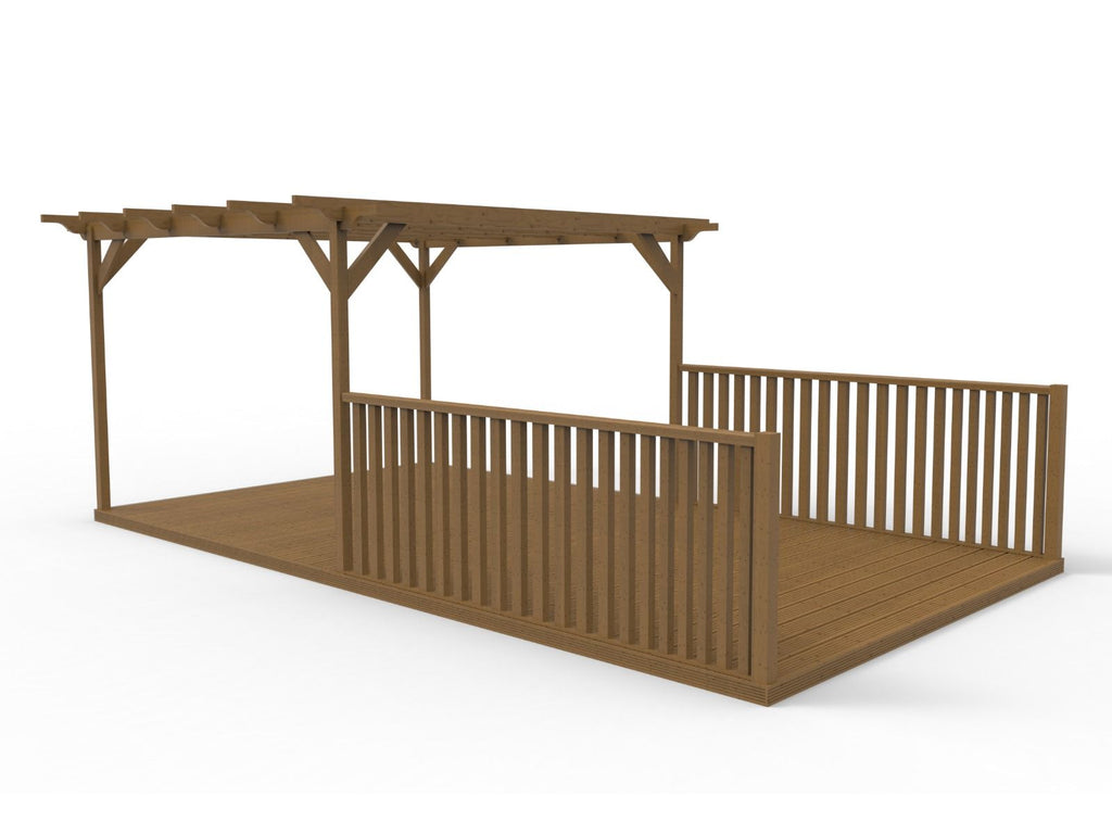 Rectangular Pergola & Decking Kit with Balustrade