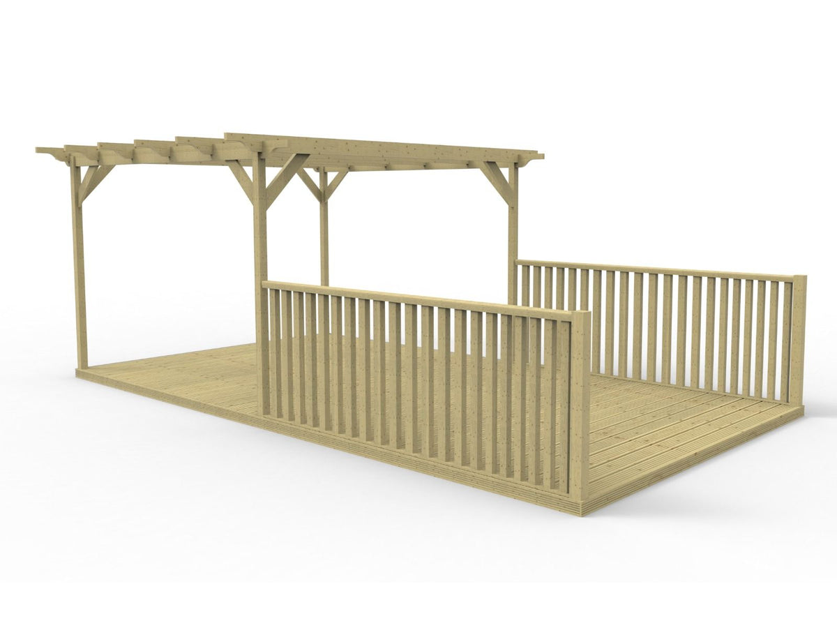 Rectangular Pergola & Decking Kit with Balustrade
