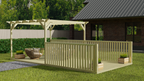 Rectangular Pergola and Decking Kit With Balustrades V.11