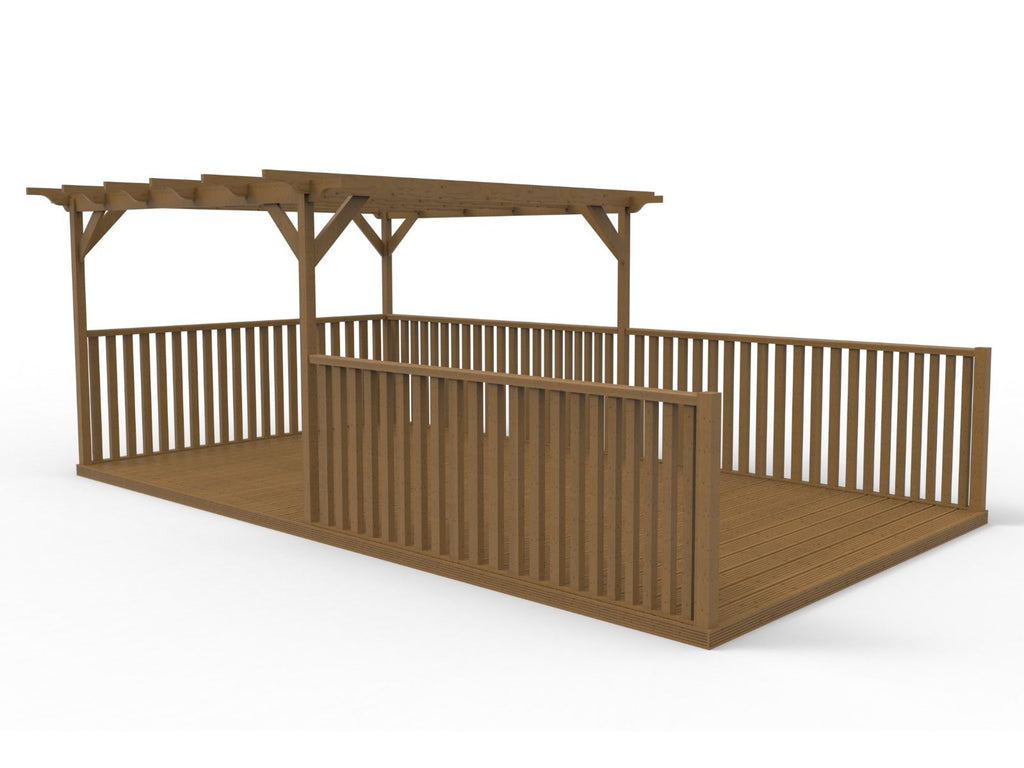 Rectangular Pergola and Decking Kit With Balustrades V.11
