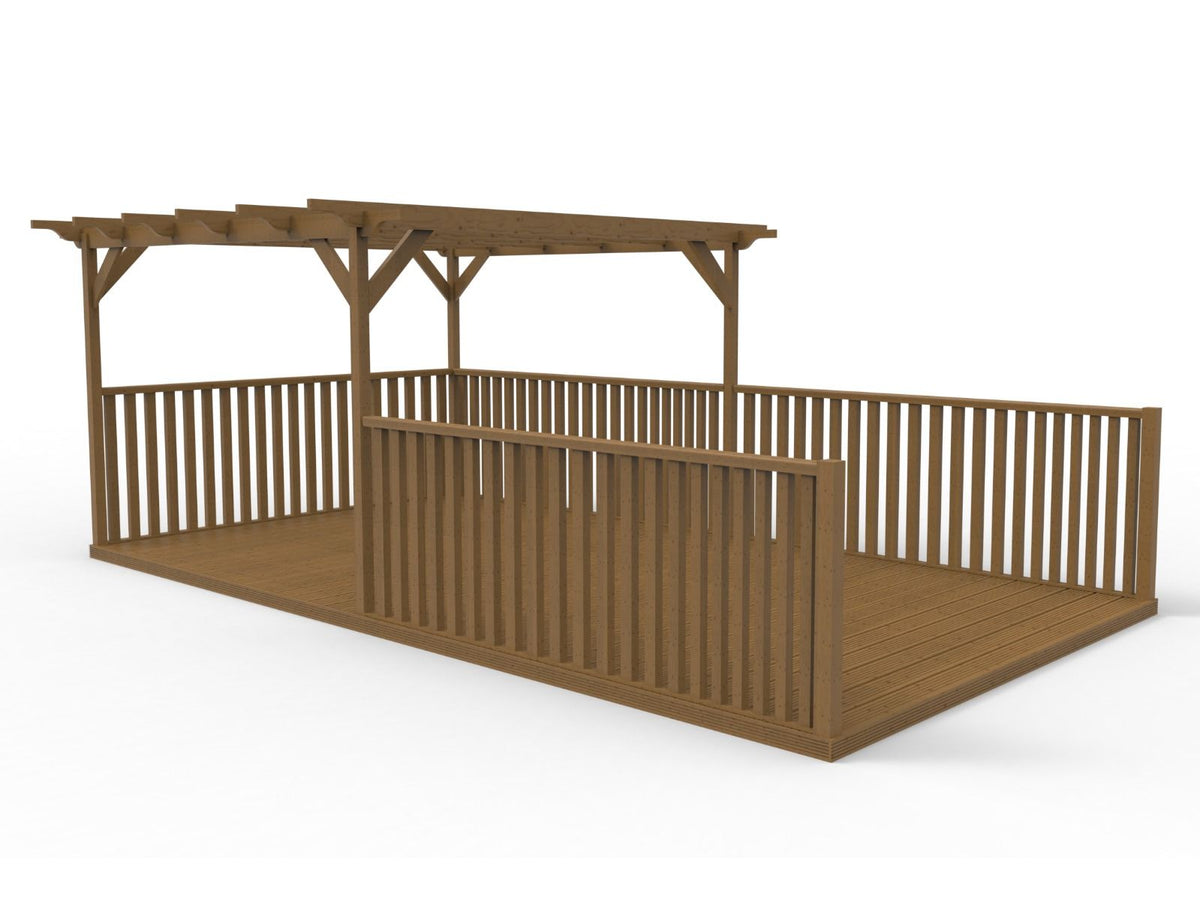 Rectangular Pergola and Decking Kit With Balustrades V.11