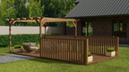 Rectangular Pergola and Decking Kit With Balustrades V.11