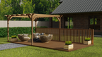 Rectangular Pergola And Decking Kit With Balustrade V.5