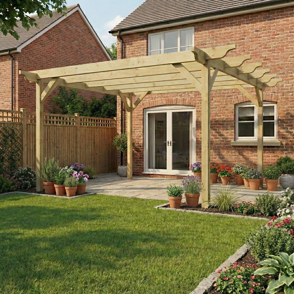 Sculpted Wooden Garden Pergola Kit
