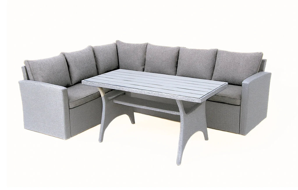 Stockholm 6-Seater Grey Rattan Corner Garden Sofa Set with Cover