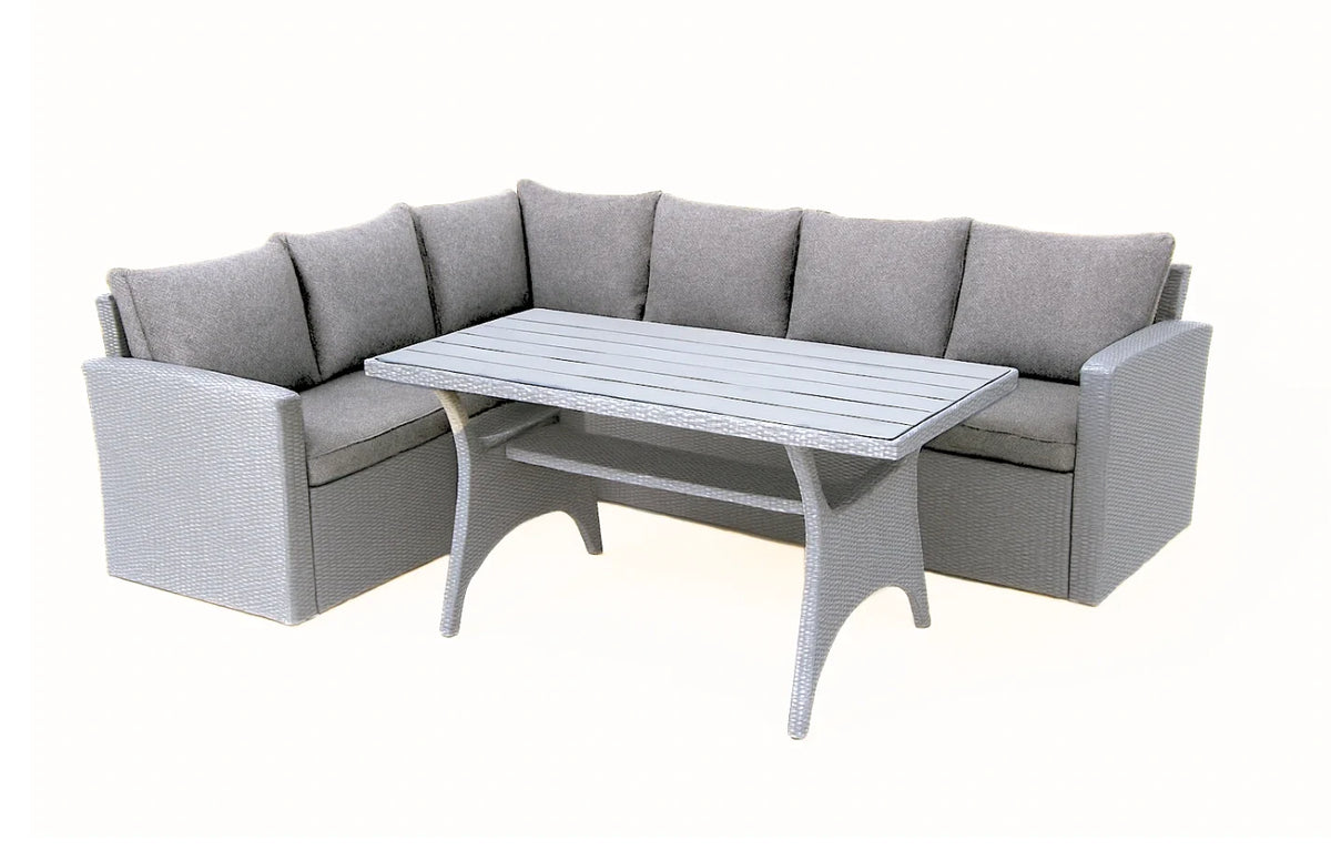 Stockholm 6-Seater Grey Rattan Corner Garden Sofa Set with Cover